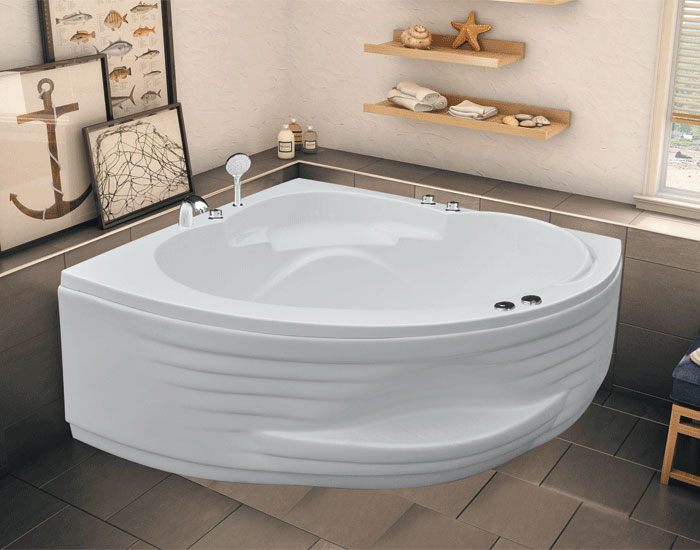 Nhiều loại bồn tắm góc có size nhỏ giúp tiết kiệm không gian và điện nước