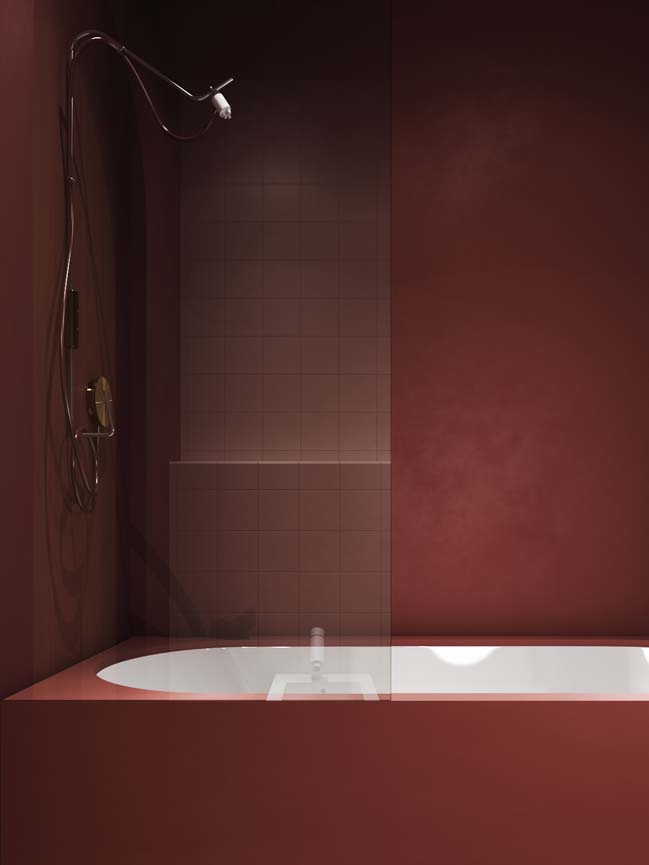 Mẫu phòng tắm đẹp với tông màu đỏ bordeaux