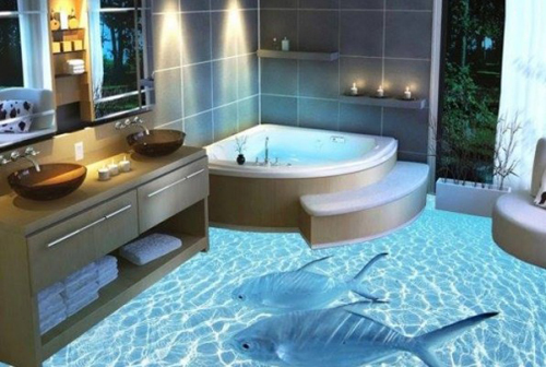 Nâng tầm cho không gian phòng tắm bằng sàn 3D