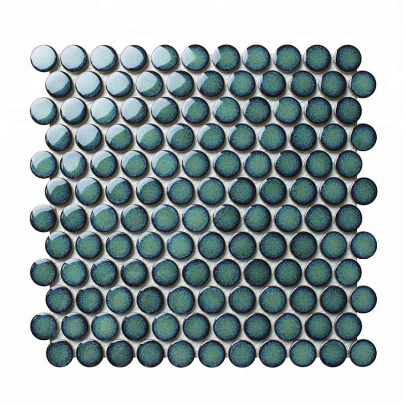 Gạch Mosaic bi tròn xanh bóng rạn 19EB-D77