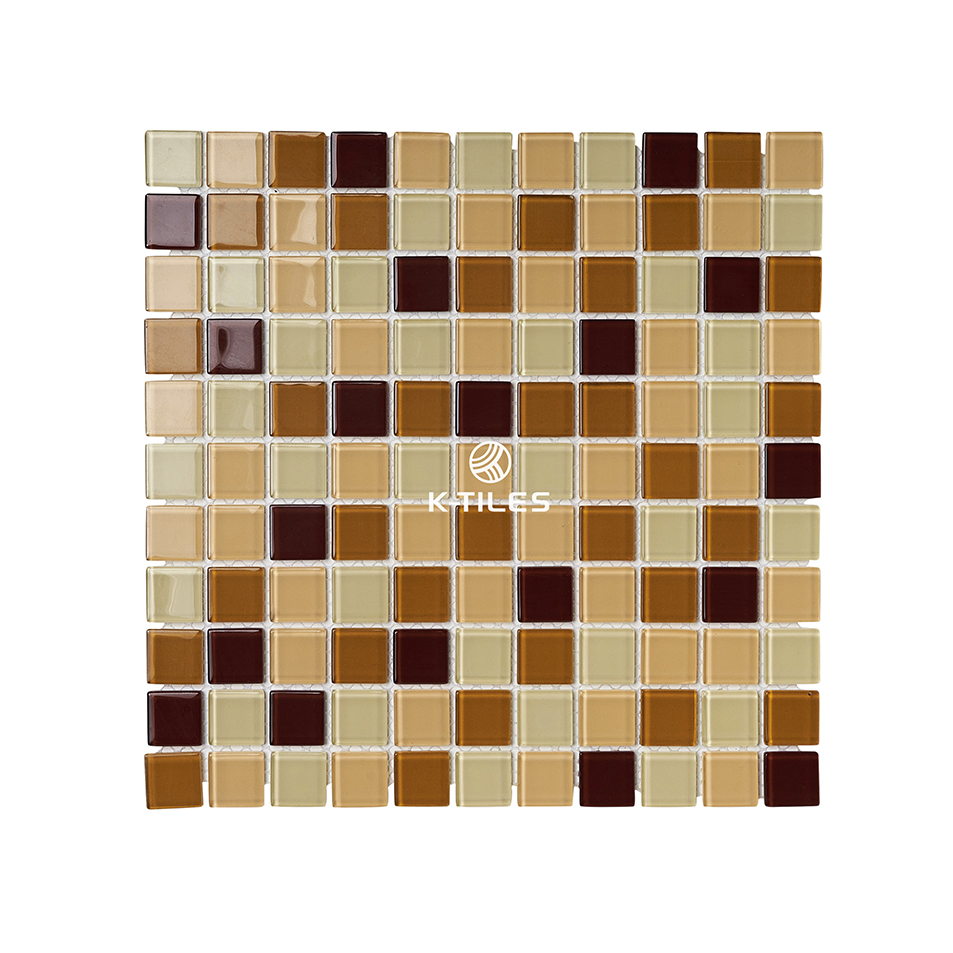 Gạch mosaic thủy tinh nâu trắng MH 2566